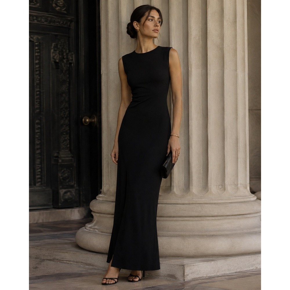 NWT J Crew High Neck Slip Dress Luster Crepe Black Size 16 Minimalist LBD Glam